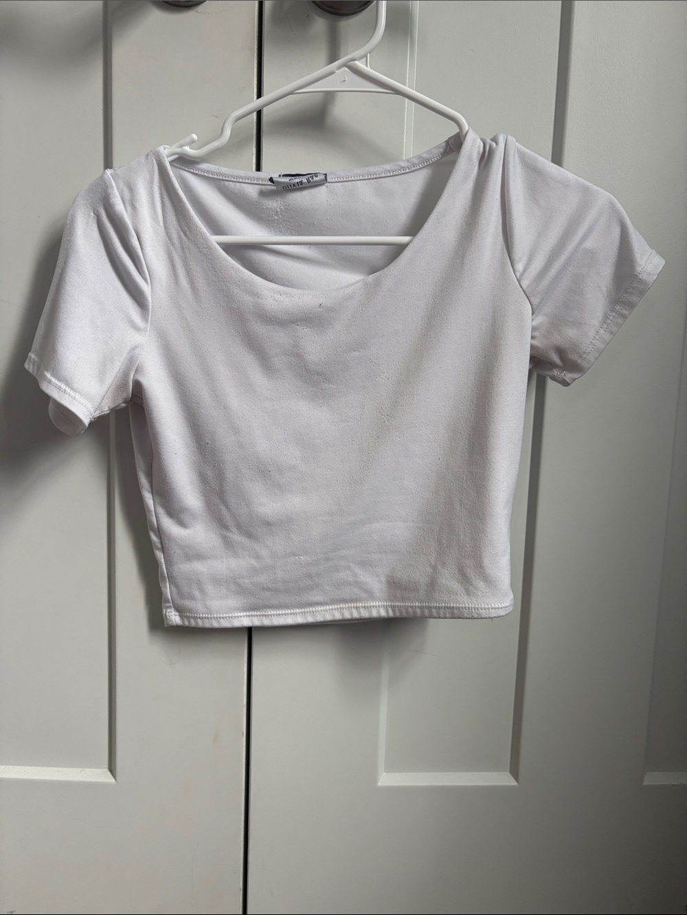 Olivia Rae White Short-Sleeve Cropped Top
